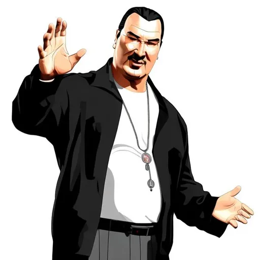 Prompt: Current Steven Seagal, full body, cartoon, white background 