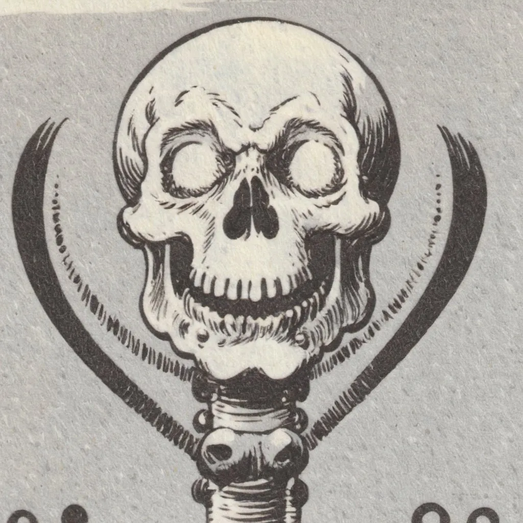 Prompt: Alchemical illustration, emboss, skull, skeleton, intellect, symbolical, eclecticism