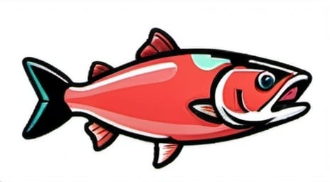 Prompt: cartoon smiling sockeye salmon