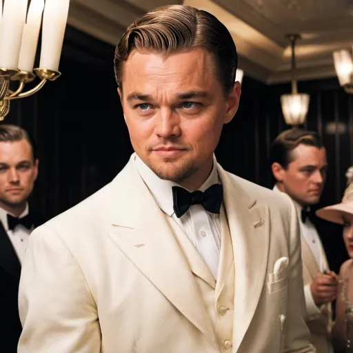 Prompt: Leonardo Dicaprio as Jay Gatsby