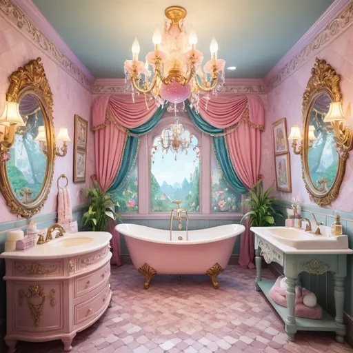 Prompt: The special bathroom for princess which was built by by characters from mother goose rhymes