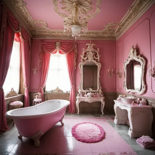 Prompt: The room where are a lot of things which only princess can use to bathe.