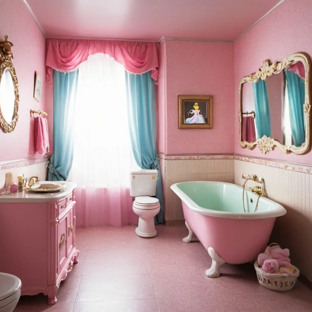 Prompt: bathroom for princess from 1991