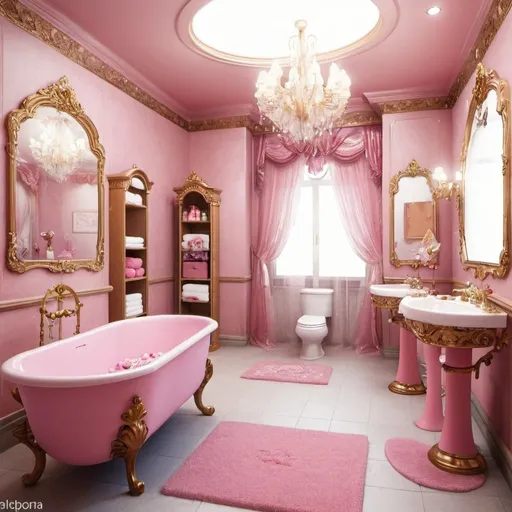 Prompt: Special bathroom for princess. There are a lot of stuff which only princess can have.