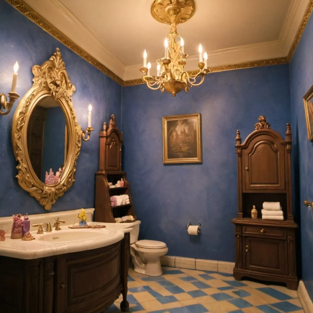 Prompt: Beast's castle bathroom from beauty and the beast (1991)