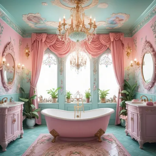 Prompt: The special bathroom for princess which was built by by characters from mother goose rhymes