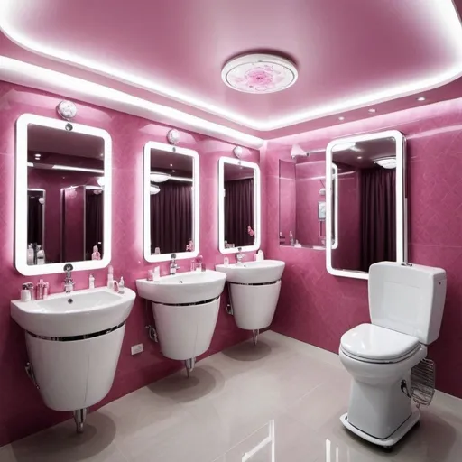 Prompt: The hybrid of automatic beauty salon and automatic bathroom for princess