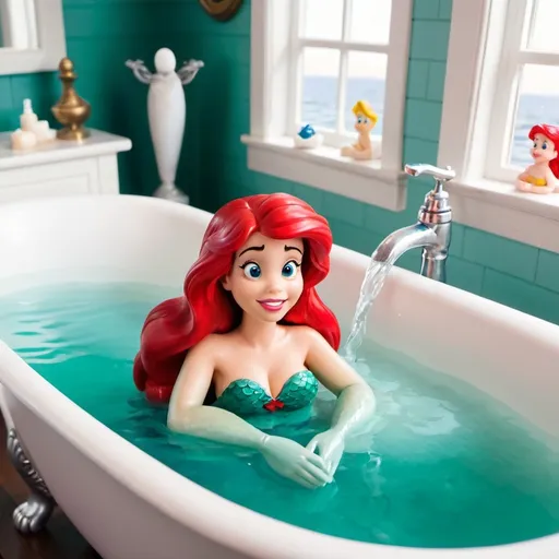 Prompt: little mermaid ariel bath scene