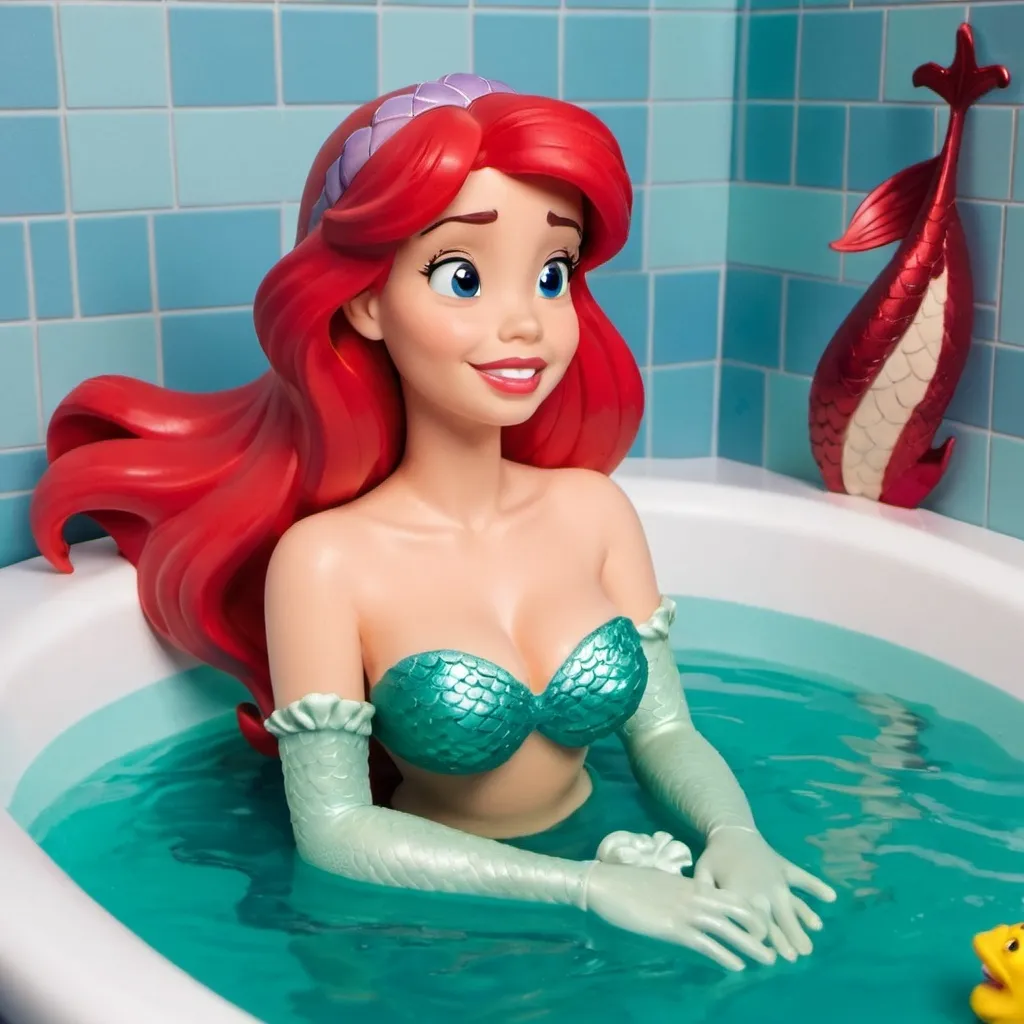 Prompt: little mermaid ariel bath scene