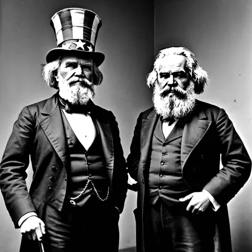 Prompt: Uncle Sam and Karl Marx.
