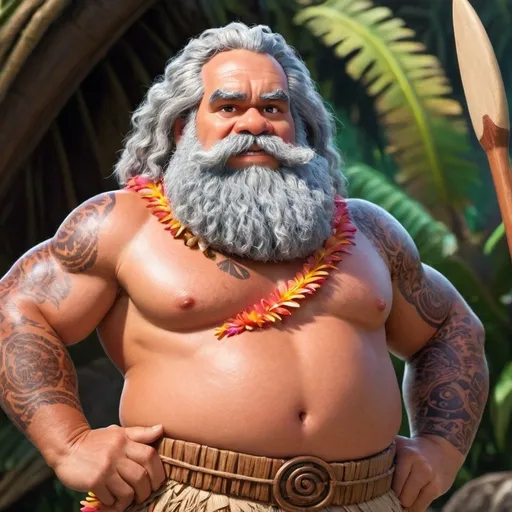 Prompt: Karl Marx as Maui from MOANA