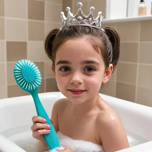 Prompt: Princess bathing in the bath   with Silicone Bubble Bath Brush