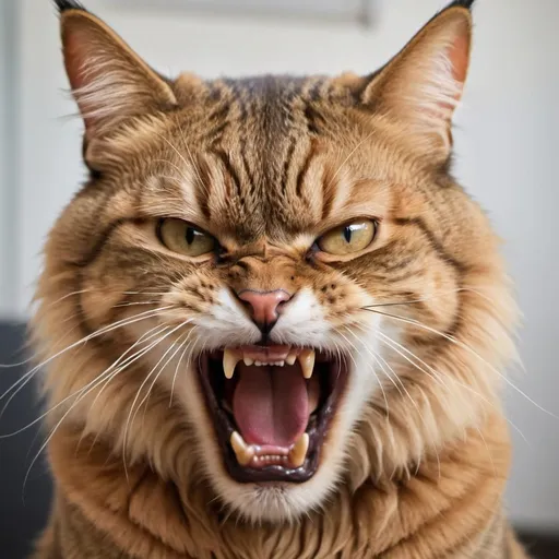 Prompt: make photo of a angry cat 