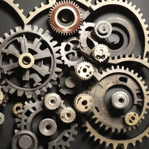 Prompt: A photo of interconnected cogs and gears that do not interlock properly
