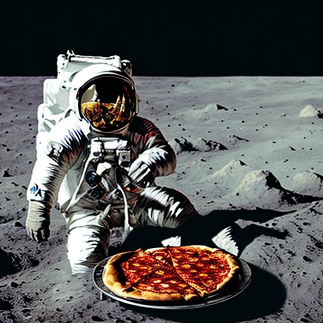 Prompt: Astronaut eating pizza on the moon