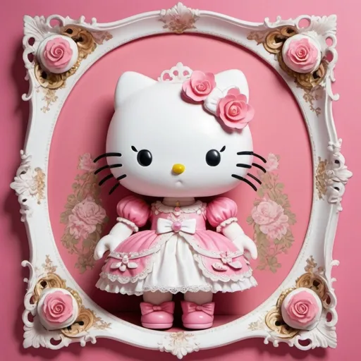 Prompt: create a hello kitty with rococo style