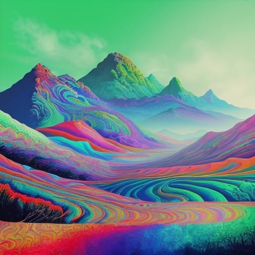 Prompt: psychedelic landscape