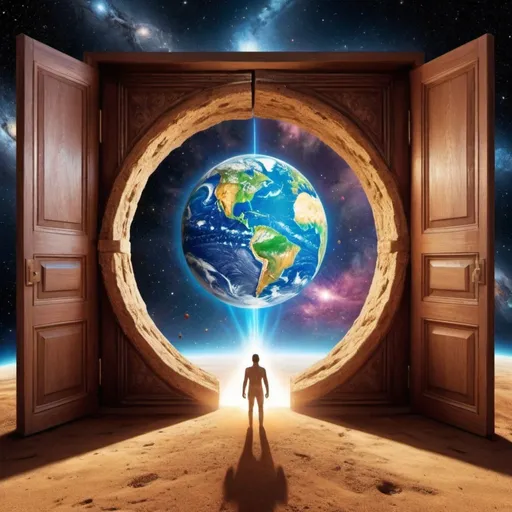 Prompt: The earth moving  through a cosmic doorway to a higher vibration

