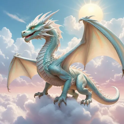 Prompt: Realistic Air female dragon and baby 
