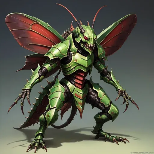 Prompt: armored grasshopper demon 