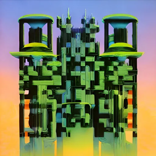 Prompt: Mandelwerk. Psygnosis cover art by roger dean. 3d render.