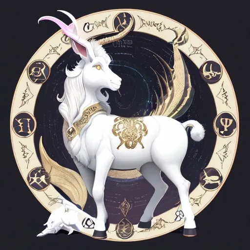 Prompt: Illustrated digital art of the capricorn zodiac symbol
