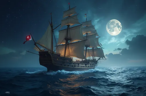 Prompt: A ship mery celestial with no sign of life on it 
