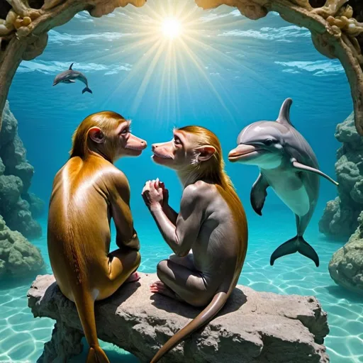 Prompt: Dolphins monkeys spiritual 