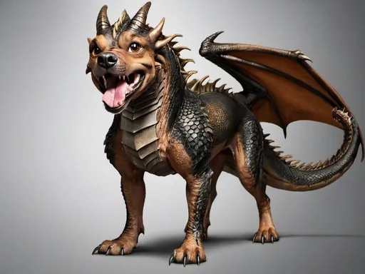 Prompt: A dragon like those in house of dragons based on this dog