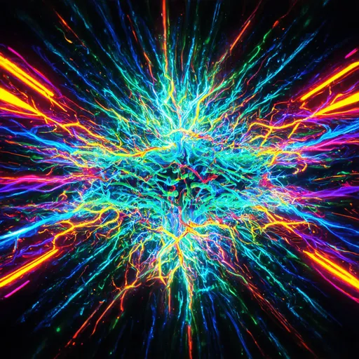 Prompt: Create an image depicting neural connections, particularly a brain being activated by synapses generated from the impulse of a techno music wave. Use fluorescent colors and ensure high-quality detail