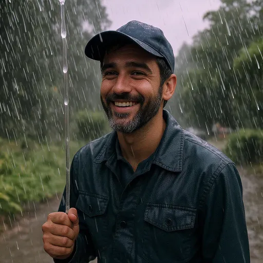 Prompt: Guy being rained on
