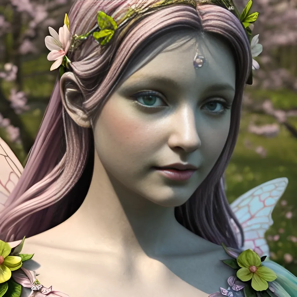 Prompt: fairy goddess with spring colors, realistic, closeup