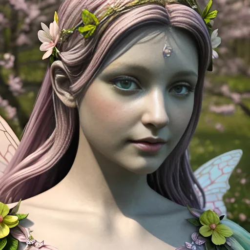 Prompt: fairy goddess with spring colors, realistic, closeup