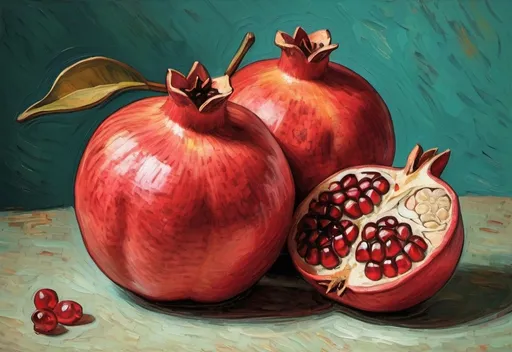 Prompt: Vincent Van Gogh styled painting of a pomegranate
