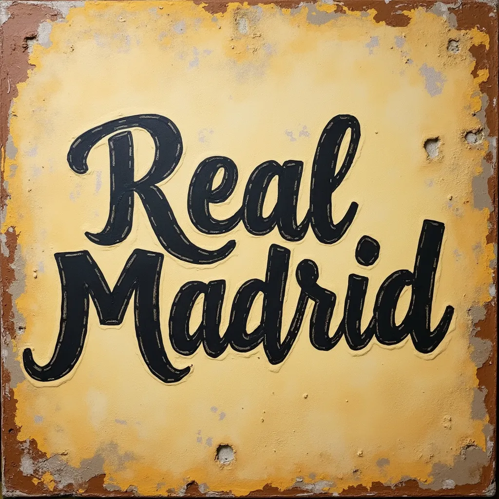 Prompt: UNE IMAGE AVEC ECRIT EN GRAND REAL MADID AVEC UN FOND TYPIC ESPAGNOLE AVEC UNE ECRITURE STYL2
