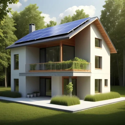 Prompt: Eco-friendly house with HVAC