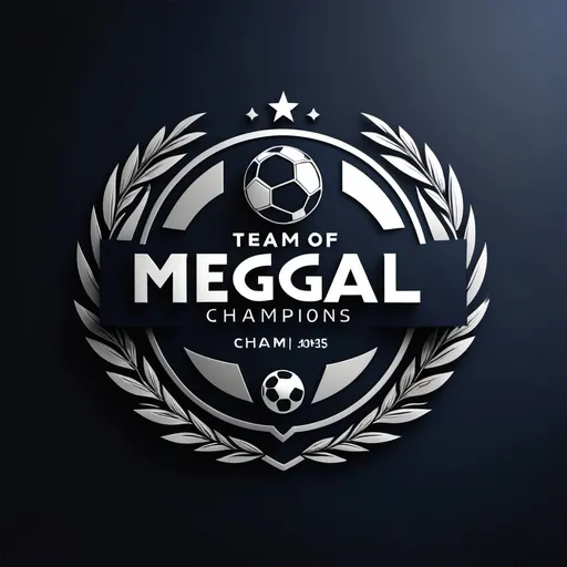 Prompt: logo team of champions with a team shadow vibrating on background and name "MEGGAL"