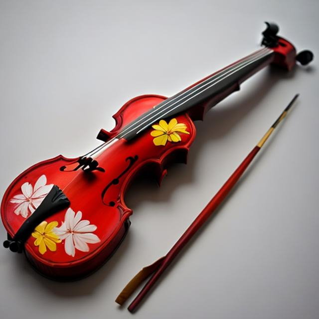 Prompt: Painted violin with flowers