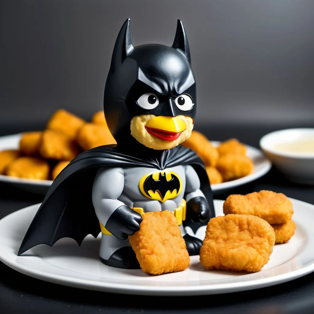 Prompt: Batman chicken nugget