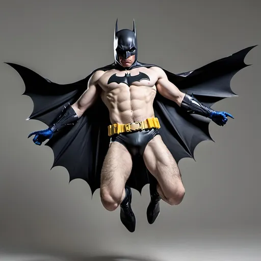 Prompt: 
Batman half dressed legs in air