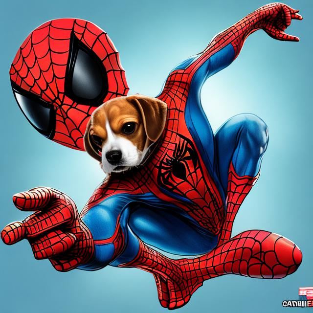 Prompt: Beagle as Spiderman

