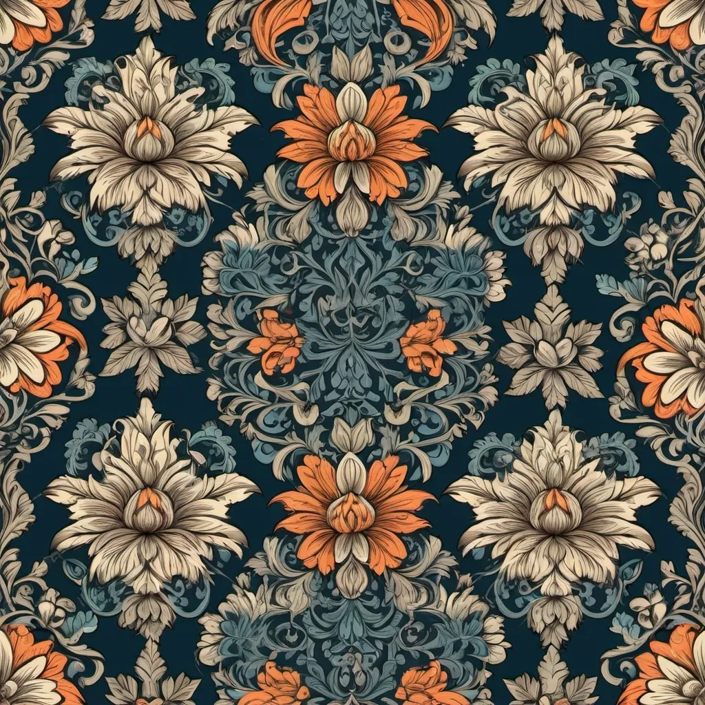 Prompt: A seamless pattern with intricate floral designs