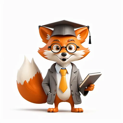 Prompt: cute simple, teching professor fox, with university hat, head only, cartoon, white background