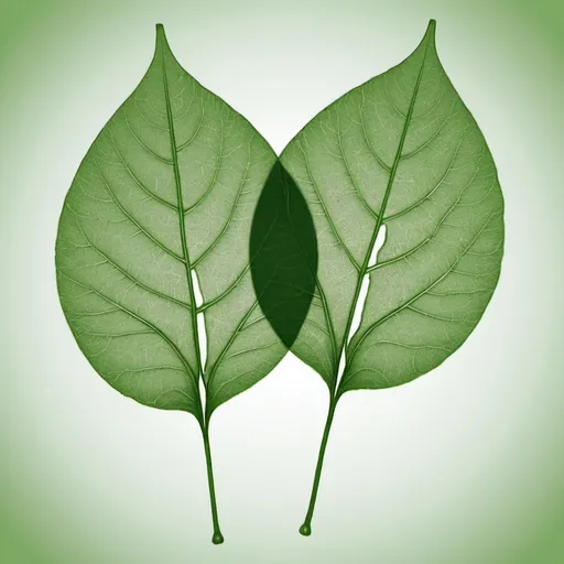 Prompt: a green leaf illustration with two nodes
