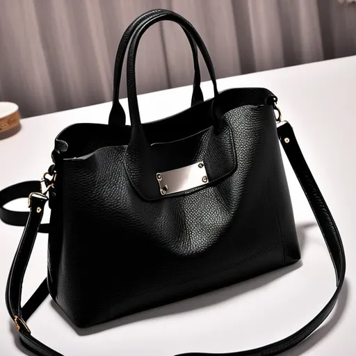 Prompt: genuine leather handbag for women black 
