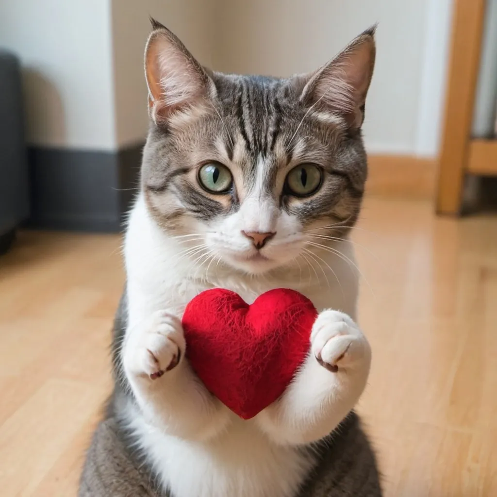 Prompt: Cat makes a mini heart gesture