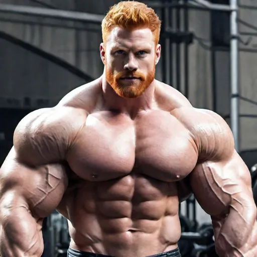 Prompt: Big huge giant strongest muscular mighty invincible super hero gay dream handsome daddy. Strong muscular man with giant size muscle. 100 inch arm. 200inch chest. 800 kg. Tall. Big pumped chest, big muscular legs. Very wide shoulders, big round shoulders, strong, masculine, hairy, abs. Handsome, daddy, ginger. Strongest man alive. Chunky. Bulking. Realistic. Hottest man alive.