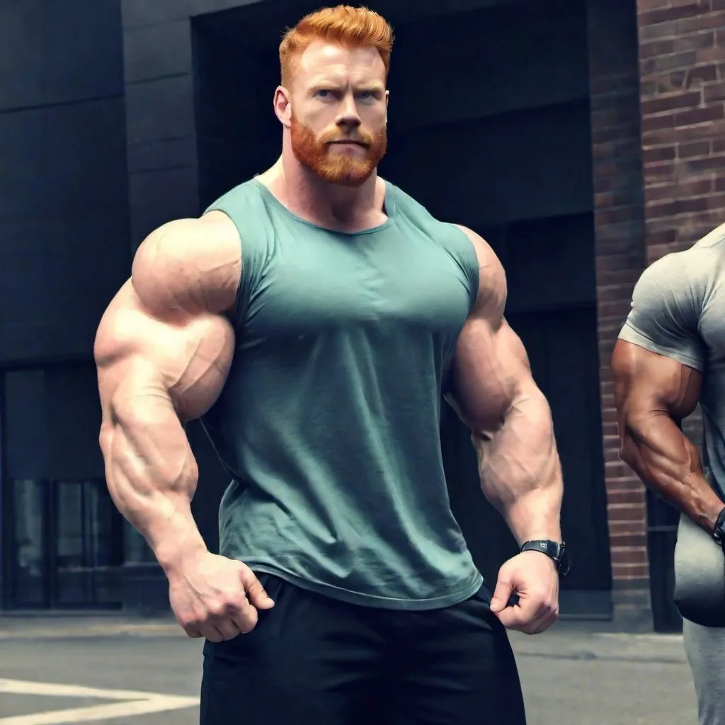 Prompt: Big huge giant strongest muscular mighty invincible super hero gay dream handsome daddy. Strong muscular man with giant size muscle. 100 inch arm. 200inch chest. 800 kg. Tall. Big pumped chest, big muscular legs. Very wide shoulders, big round shoulders, strong, masculine, hairy, abs. Handsome, daddy, ginger. Strongest man alive. Chunky. Bulking. Realistic. Hottest man alive.