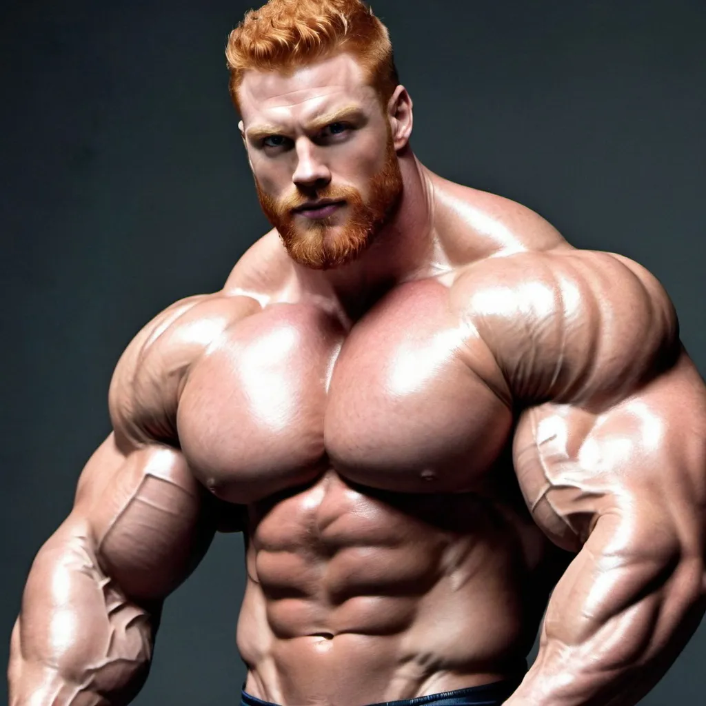 Prompt: Big huge giant strongest muscular mighty invincible super hero gay dream handsome daddy. Strong muscular man with giant size muscle. 100 inch arm. 200inch chest. 800 kg. Tall. Big pumped chest, big muscular legs. Very wide shoulders, big round shoulders, strong, masculine, hairy, abs. Handsome, daddy, ginger. Strongest man alive. Chunky. Bulking. Realistic. Hottest man alive.