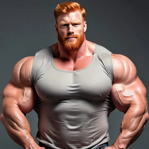 Prompt: Big huge giant strongest muscular mighty super hero gay dream handsome daddy. Strong muscular man with giant size muscle. 100000 inch arm. 200000 inch chest. 800000000 kg. Tall. Big pumped chest, big muscular legs. Very wide shoulders, big round shoulders, strong, masculine, hairy, abs. Handsome, daddy, ginger. Strongest man alive. Chunky. Bulking. Fat. Realistic. Upper body view